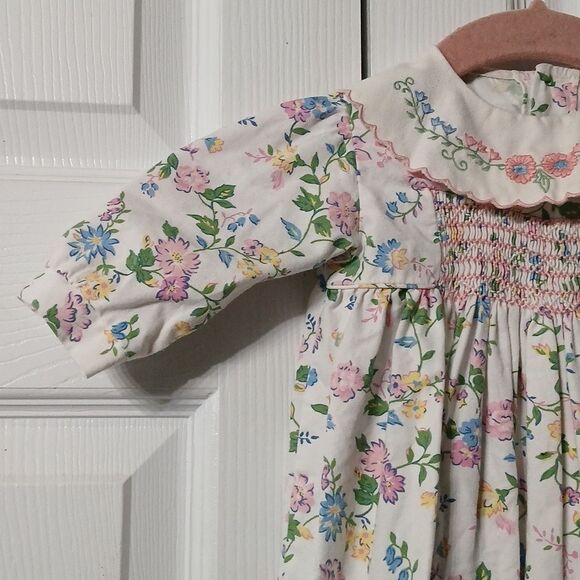 Friedknit Creations vintage smocked floral romper Sz 6m EUC - Picture 4 of 12
